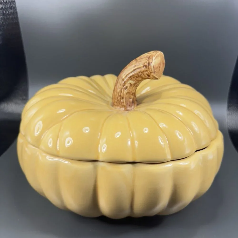 Williams Sonoma Large Pumpkin Canister Jar Container Cookie Jar Covered Dish VTG